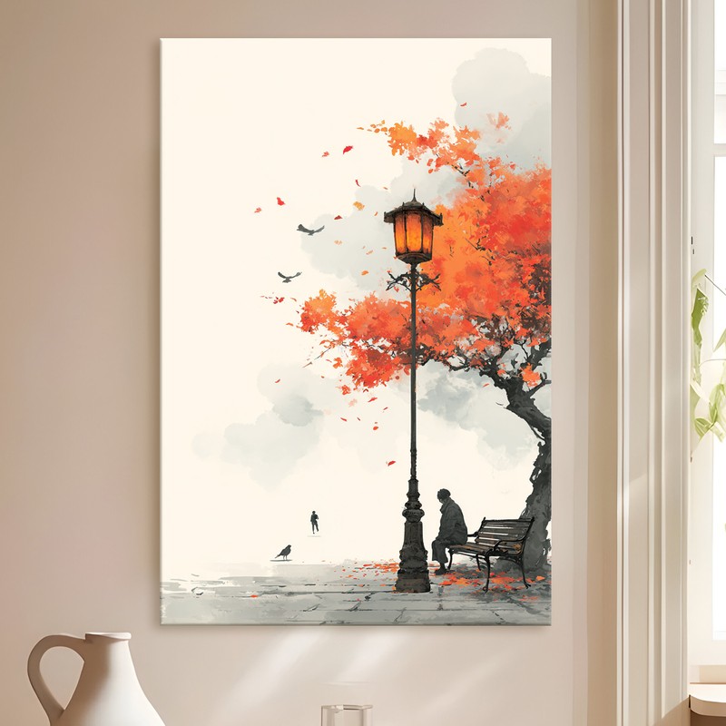 Autumn Lamp Gallery Wrapped Canvas Wall Painting