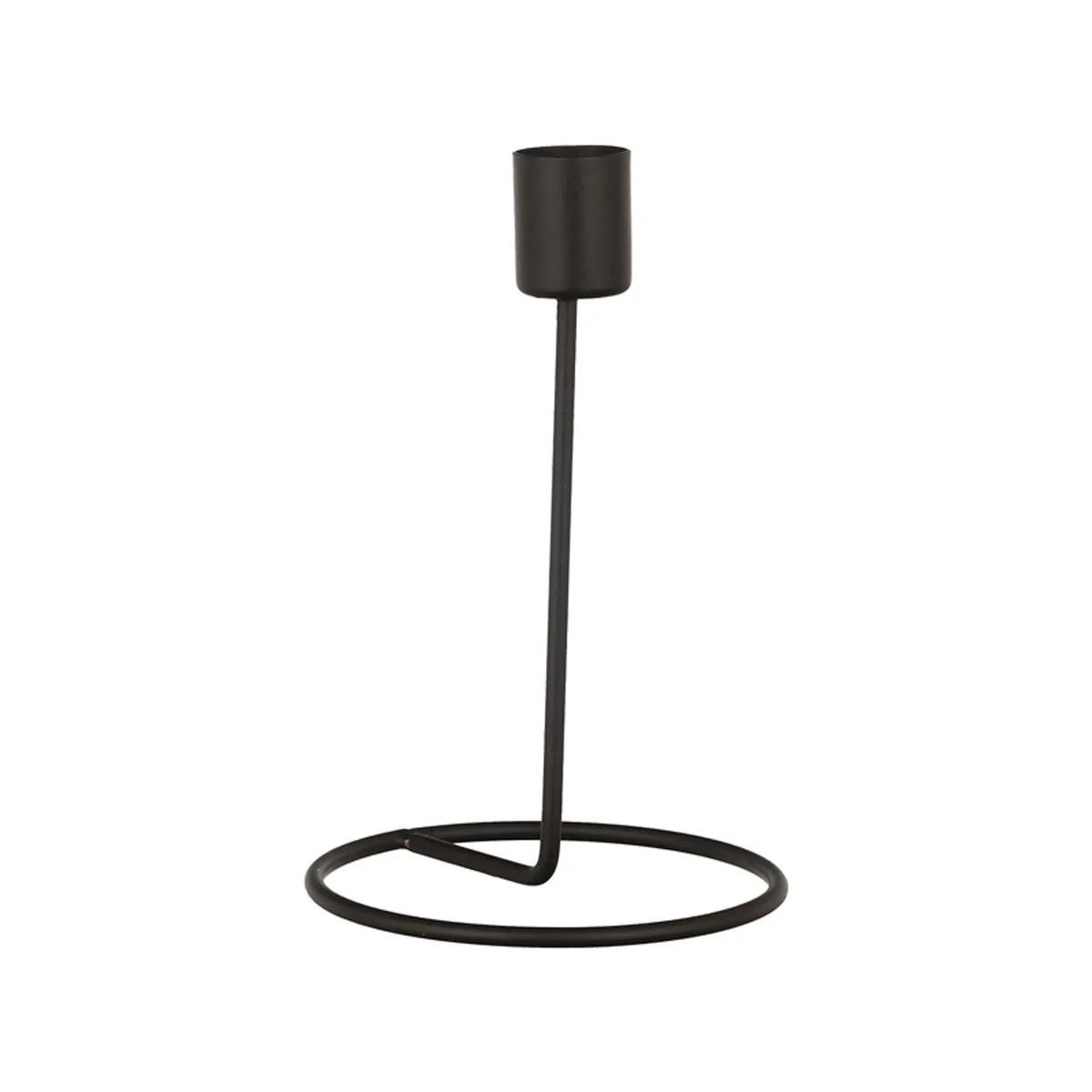 Single black metal tealight holder with a circular base