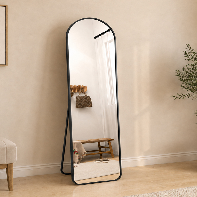 Contour Arched Floor Mirror - Black