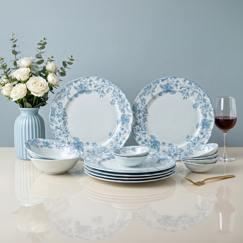 Granpiatto Porcelain Dinner Set (Blue & White) - 14 Piece Set
