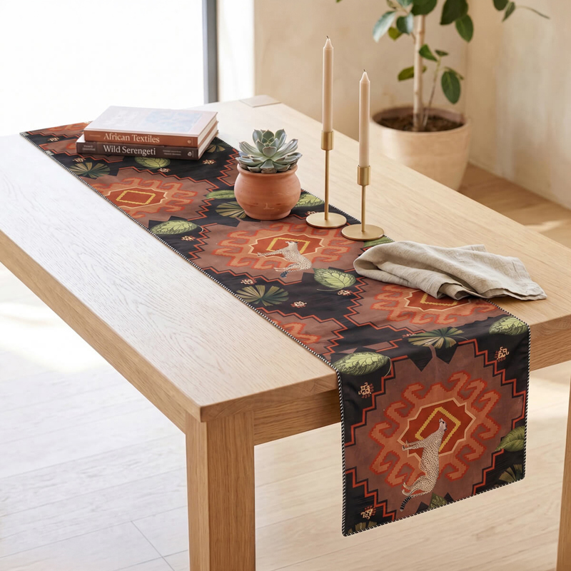 India Circus Canine Corner Micro Velvet Table Runner - 4 Seater