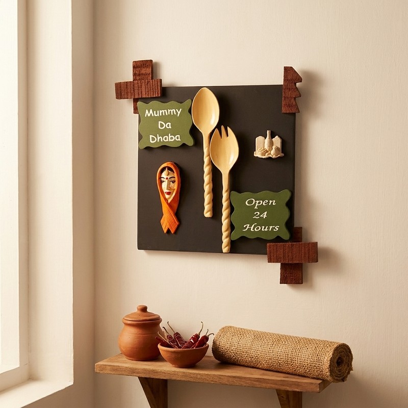 Mummy Da Dhaba Open 24 Hours Wooden Wall Accent
