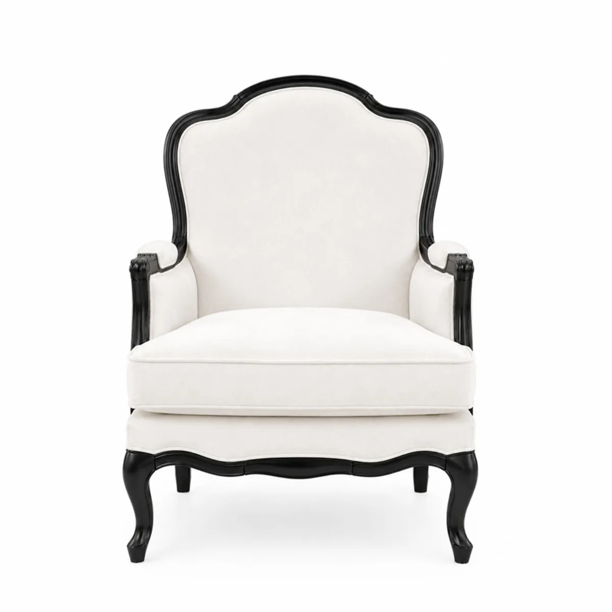 White sculptural accent chair shown against a clean white background