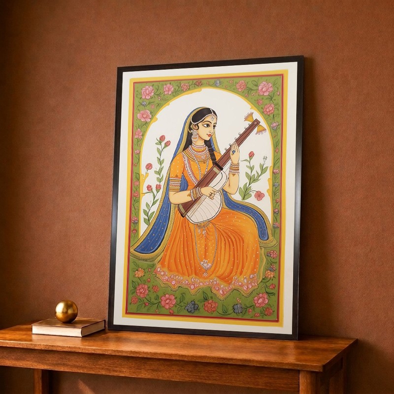 Veena Lady Canvas Wall Painting