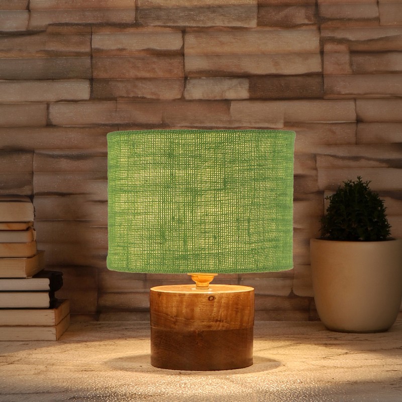 Hylaea Wooden Table Lamp - Green