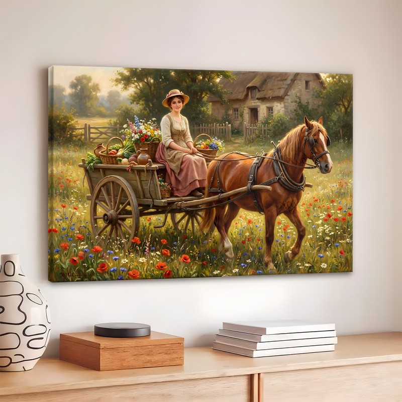 Blossom Wagon Canvas Wall Art - 380 GSM