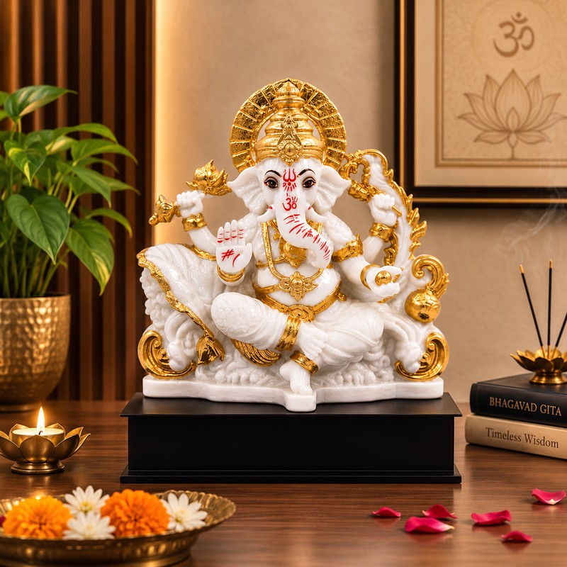 Kamal Vaibhav Ganesha Idol - White