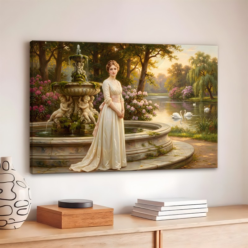 Fountainside Elegance Canvas Wall Art - 380 GSM