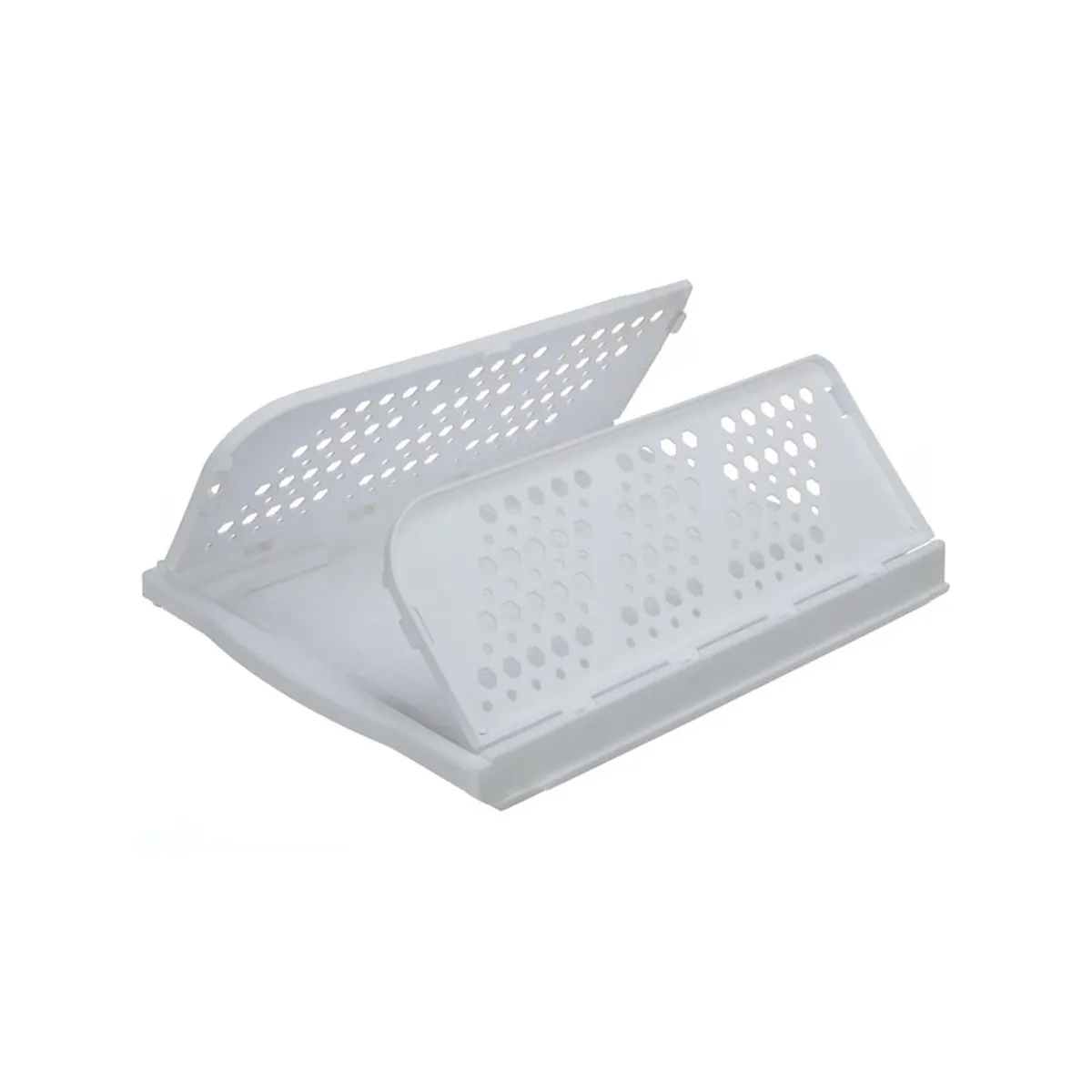 White organiser folded flat with side panels raised