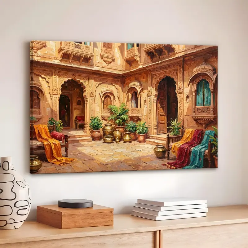 Heritage Palace Courtyard Interior Canvas Wall Painting