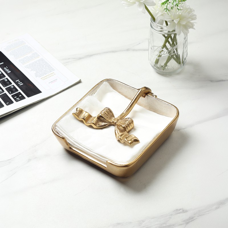 Armonia Tissue Holder - Gold & White