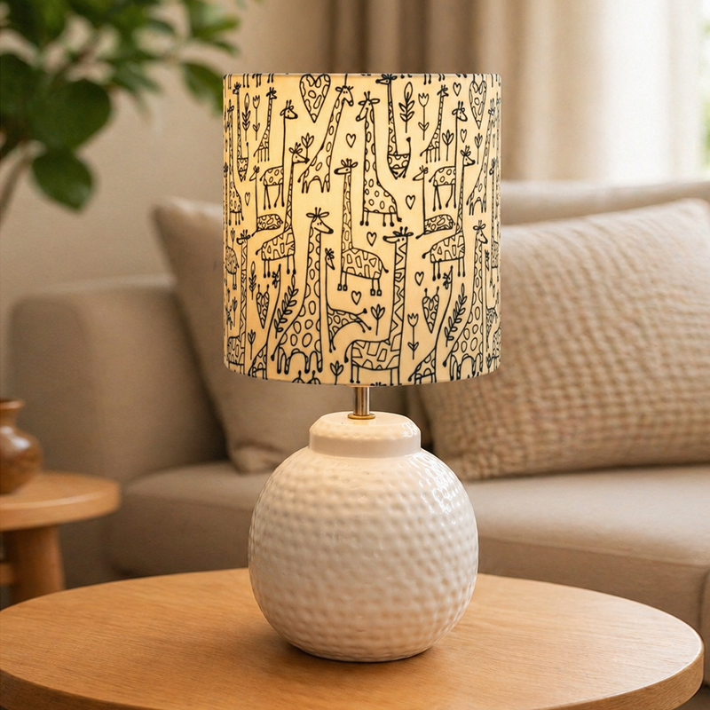 Elouera Printed Ceramic Table Lamp - Beige,White
