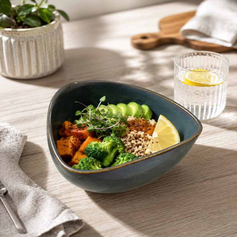 Glanz Ceramic Snack Bowl (Blue) -500 mL