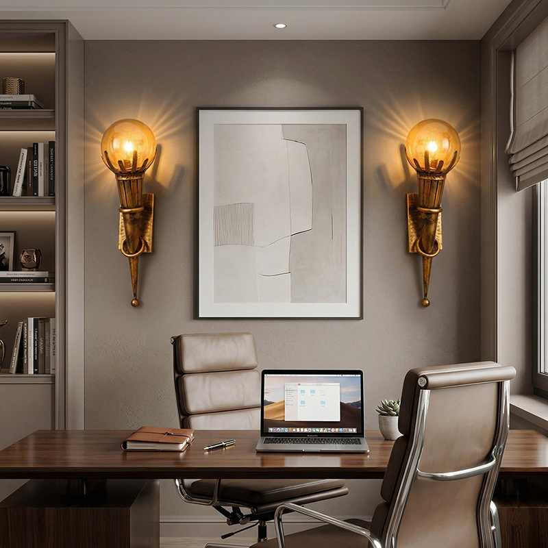 Cinder Luster Mashal Torch Metal Wall Lamp - Set of Two