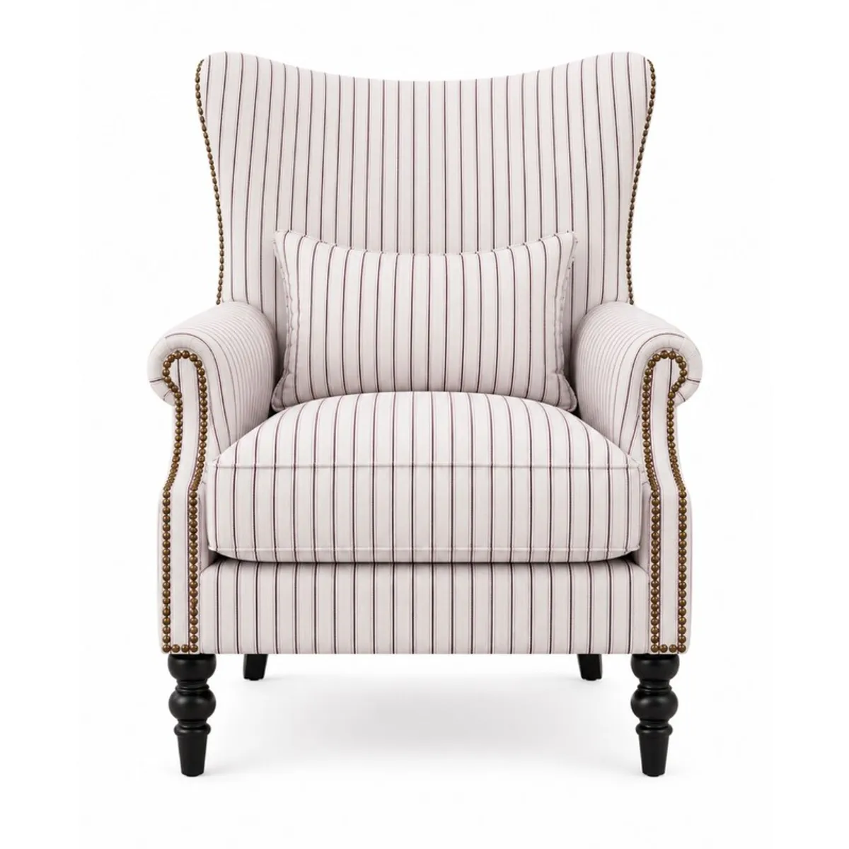 White striped lounge chair shown front-facing against a clean background