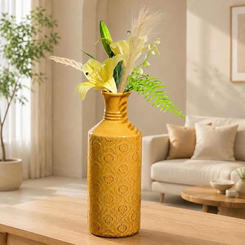Cobalt Mirage Ceramic Vase - Yellow
