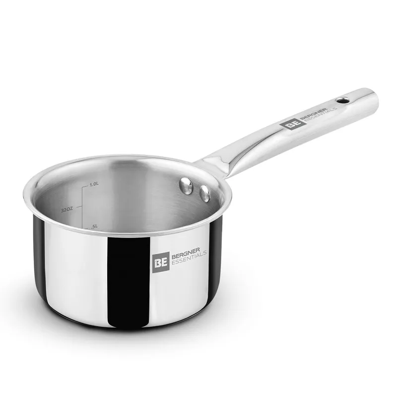 Glossy silver 1000 ml saucepan shown against a white background.