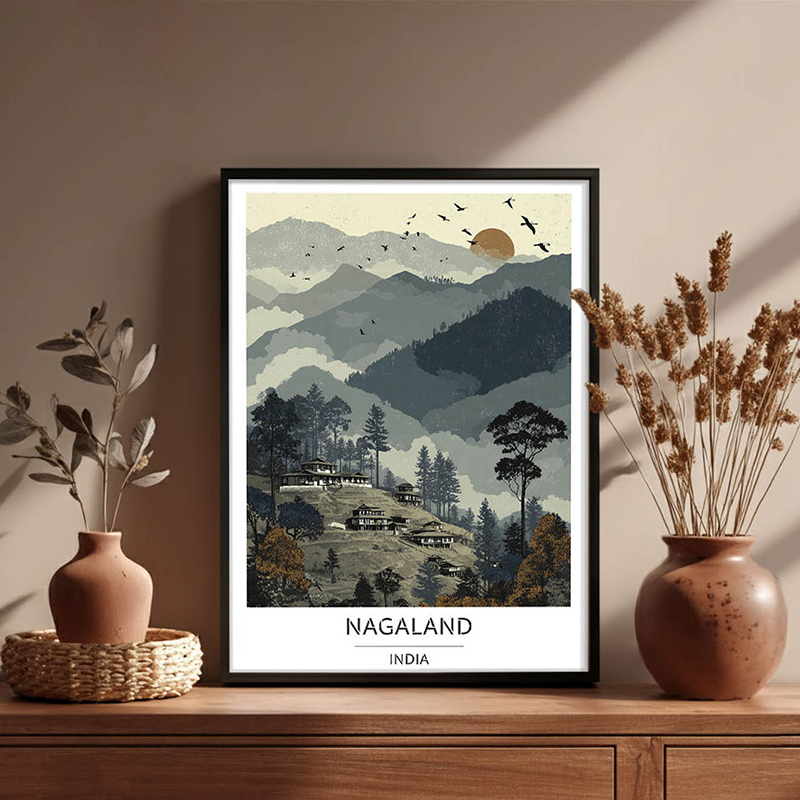 Dawn Over the Naga Hills Wall Art With Black Frame - Small