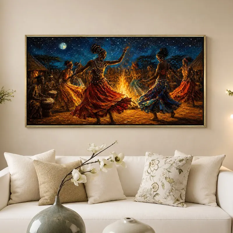 Flames of Festivity Canvas Wall Art With Frame - 380 GSM