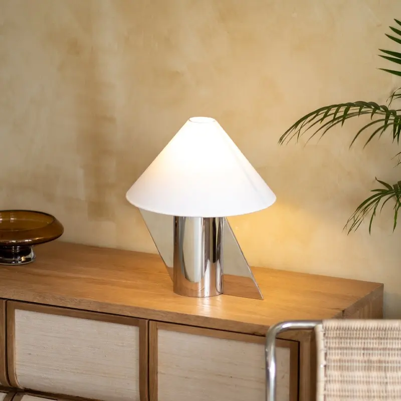 Prism Chrome Cotton Table Lamp