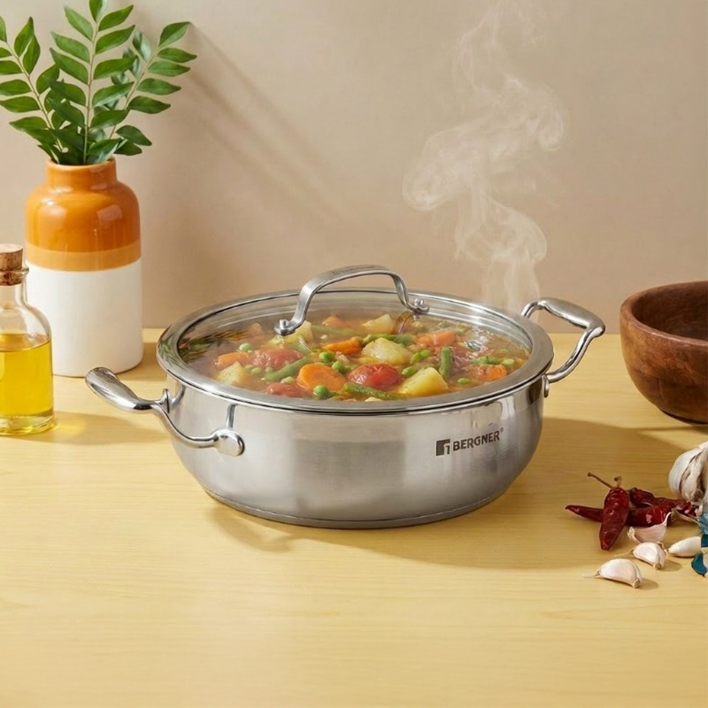 FryAura Triply Kadhai With Lid - 4500 mL - 4500 mL