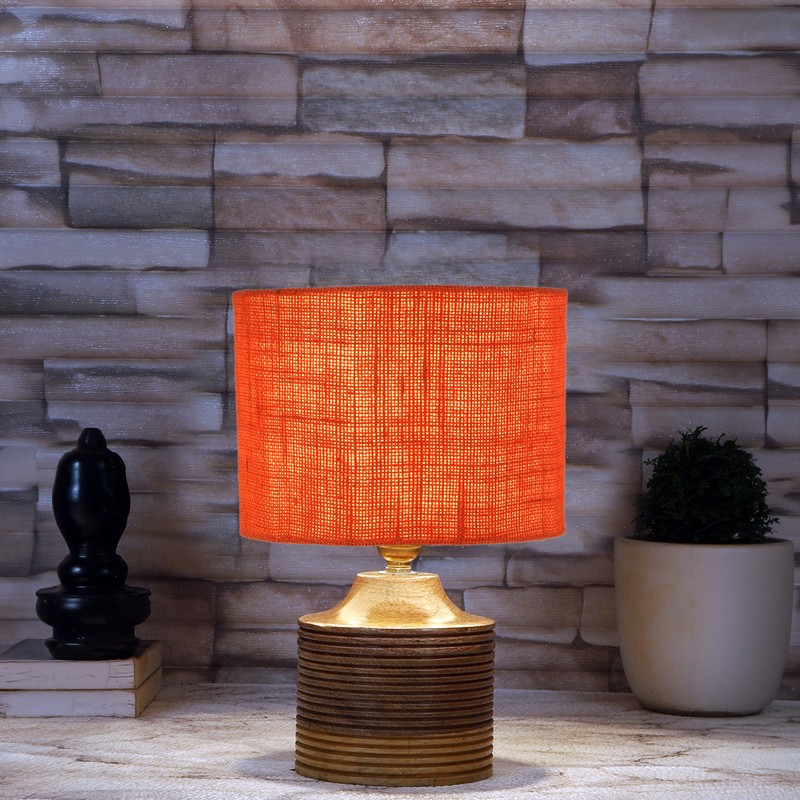Frondosa Wooden Table Lamp - Orange