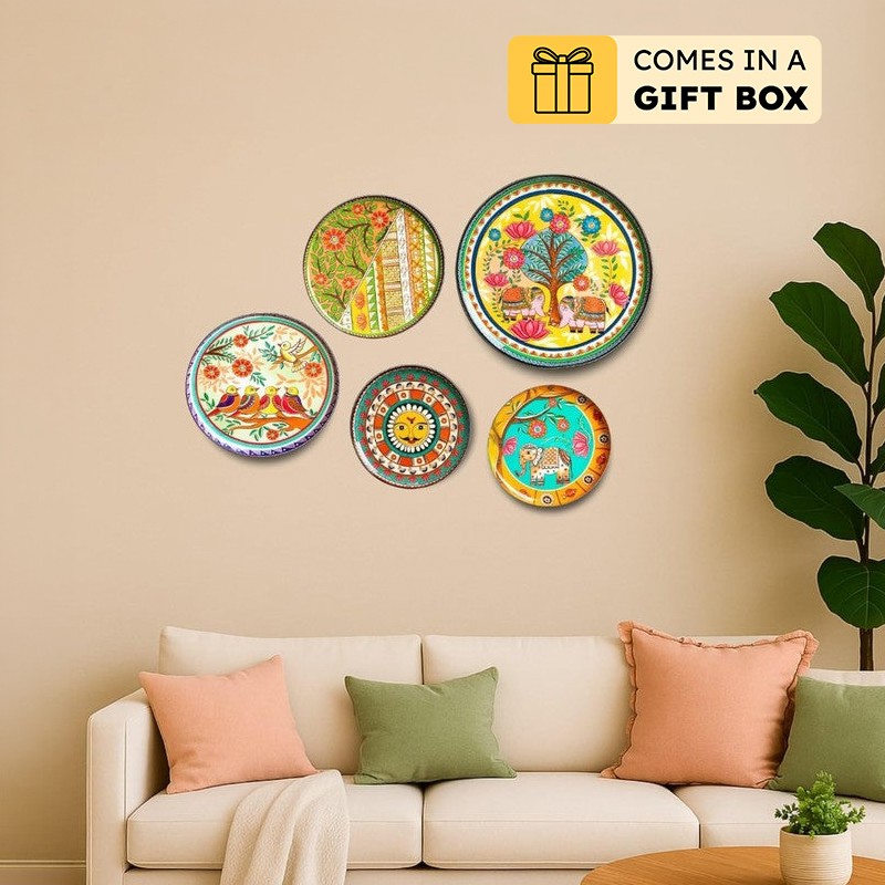 Mithila Wall Plates - Set Of Five
