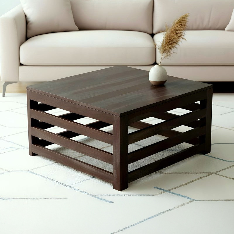 Qervo Sheesham Wooden Center Table - Natural Brown