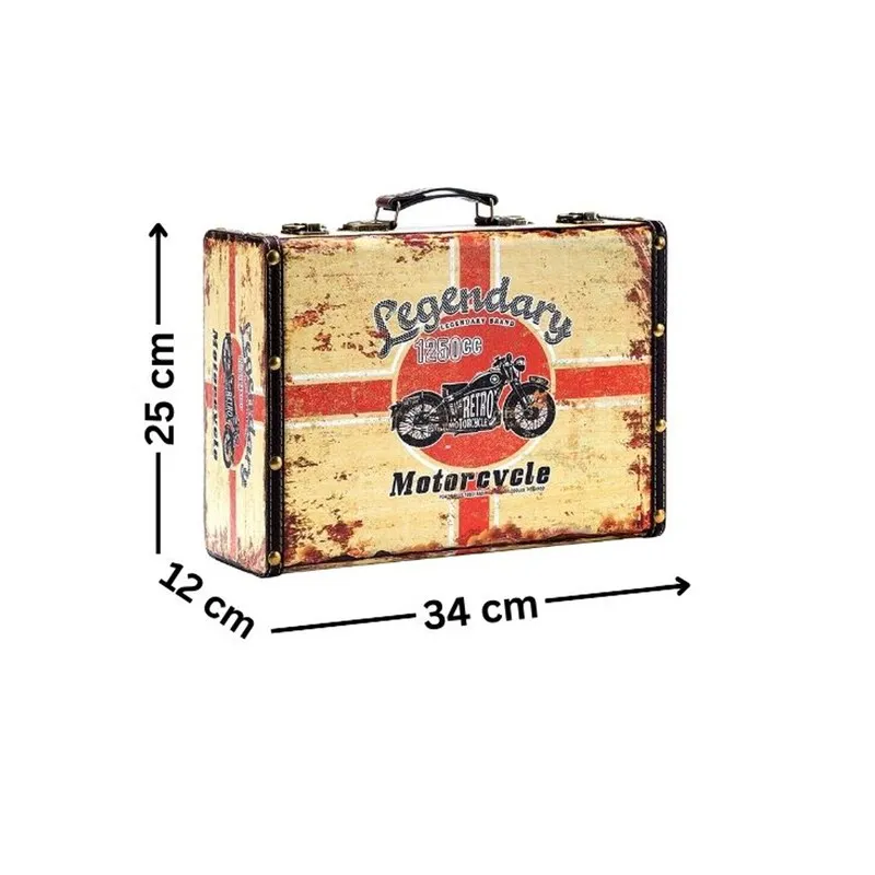 Retro storage box shown with visible dimensions on a plain background