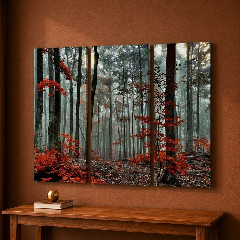 Crimson Forest Canvas Wall Painting