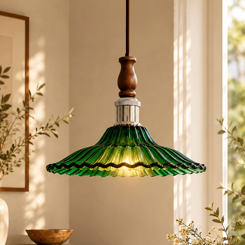 Viridian Glass Ceiling Lamp - Green