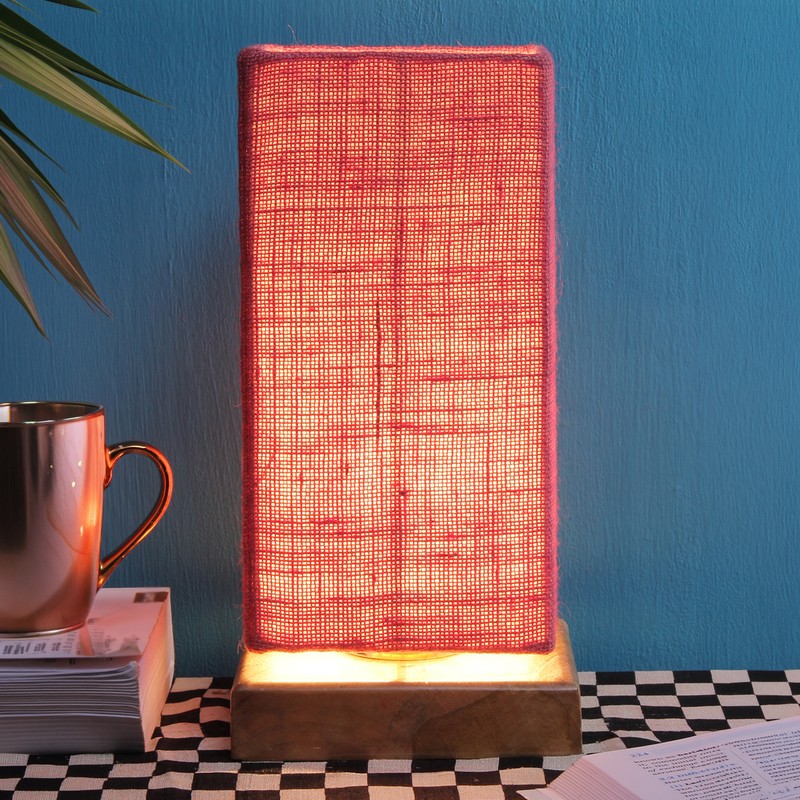 Juncus Wooden Table Lamp - Pink