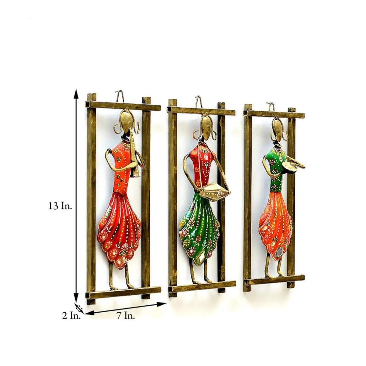 Set of three musician wall accents with size illustration