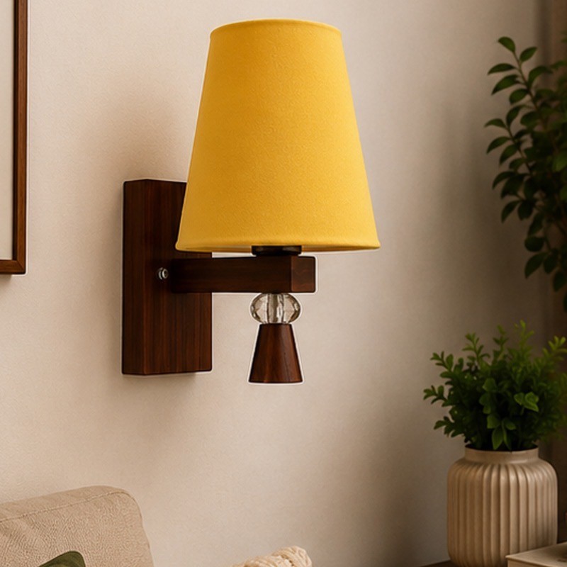 Boho Taper Cotton Wall Lamp - Yellow
