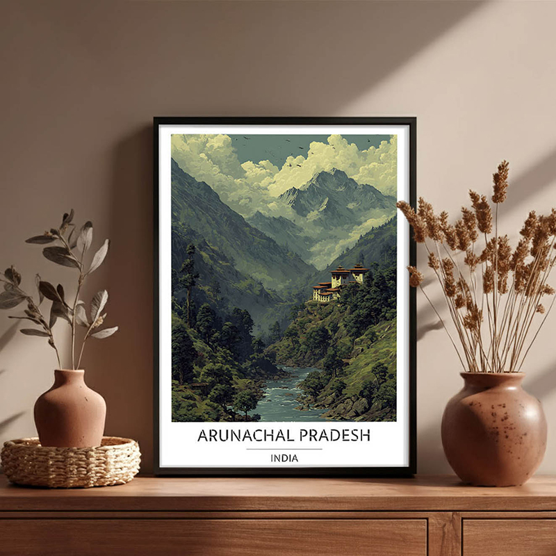 Misty Valleys of Arunachal Wall Art With Black Frame - Small