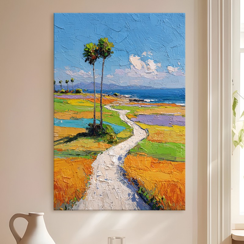 Palm Trail Gallery Wrapped Canvas Wall Painting