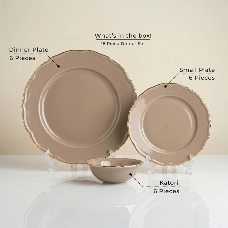 Dinner plate, small plate and bowl from the thunder grey and gold set