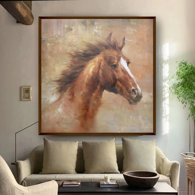 Running Brown Horse Canvas Wall Painting