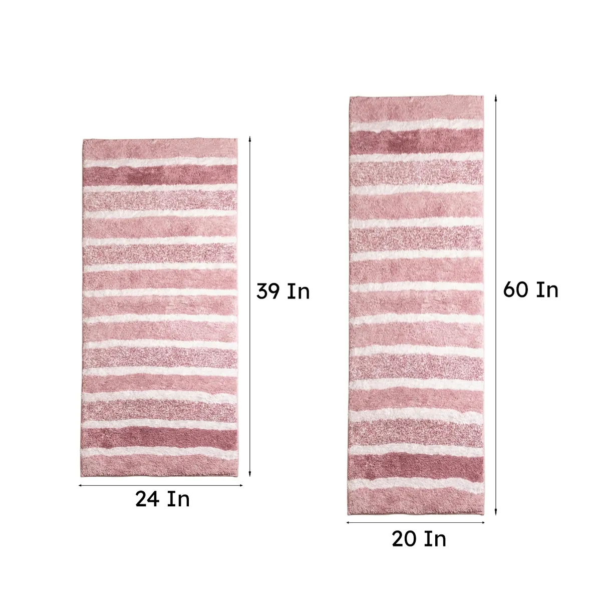 Two pink striped runner size options shown side by side