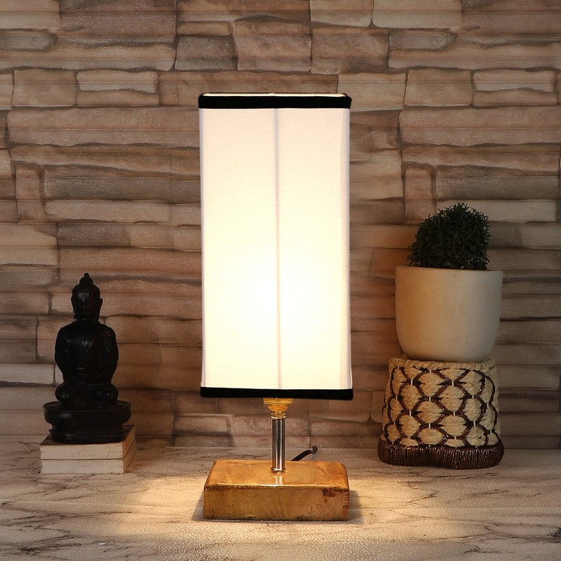 Straminea Wooden Table Lamp - White