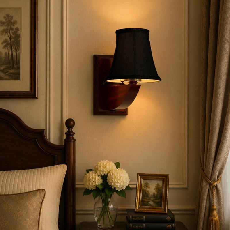 Gildora Crescent Cotton Wall Lamp - Black