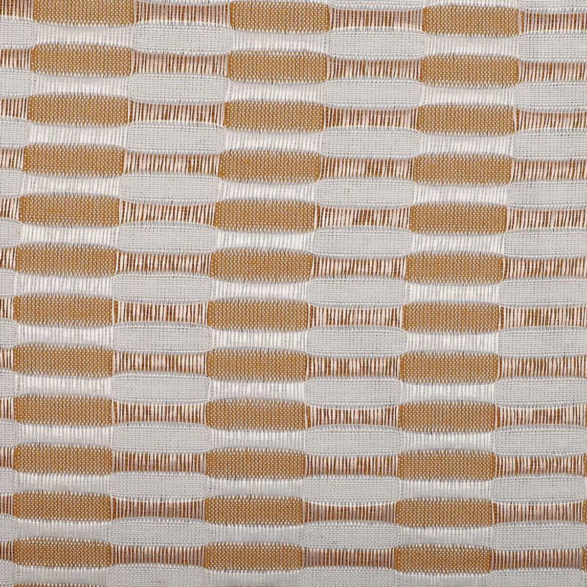 Close-up of the cushion cover's orange and white textured stripe pattern