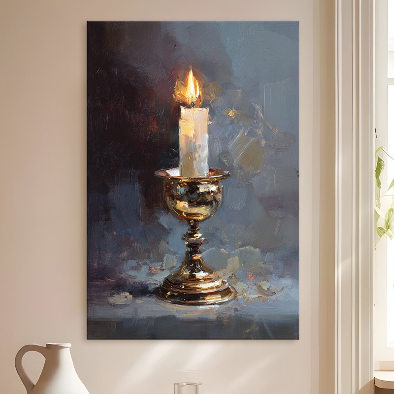 Brass Candlestick Gallery Wrapped Canvas Wall Painting