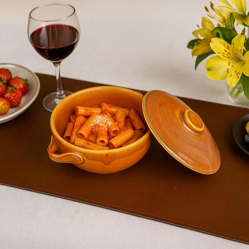 HeatNest Ceramic Casserole With Lid (1200 mL) - Orange - 1200 mL