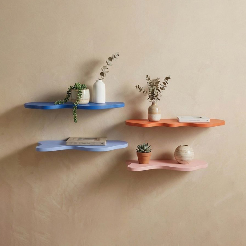 Scallop MDF Wall Shelves - Set of Four