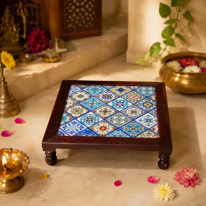 Vedika Mango Wood Stool - 12 inch