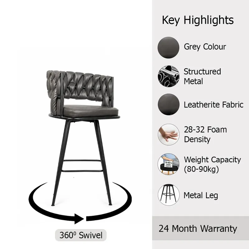 Dark grey bar stool shown with visible colour and material highlights.