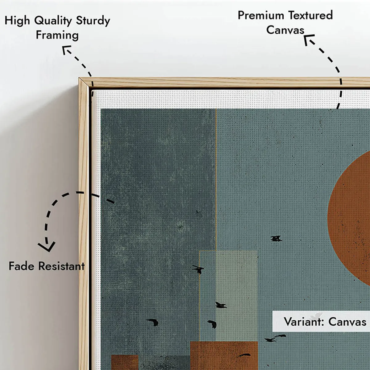 Close-up of the framed Haryana wall art showing abstract landscape details