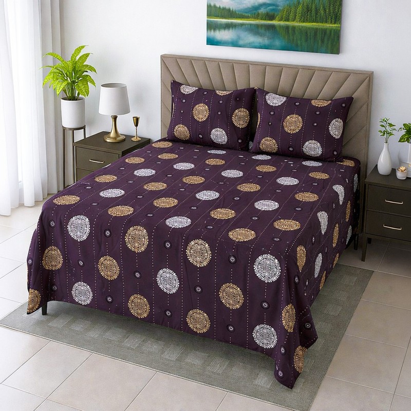Modern Contours Cotton Bedsheet - 400 TC - King