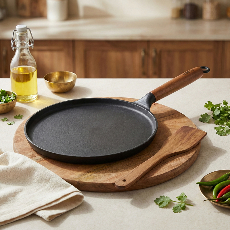 Kroslo Titanium Enamel Cast Iron Dosa Tawa - 26 cm
